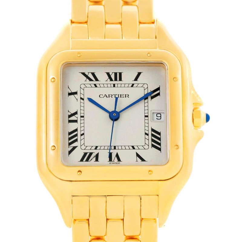 Cartier Panthere XL 18K Yellow Gold Date Unisex Watch W25014B9 SwissWatchExpo