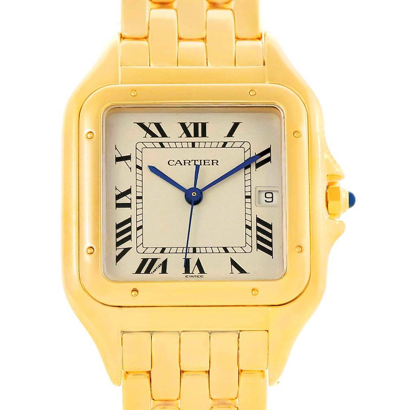 Cartier Panthere XL 18K Yellow Gold Date Unisex Watch W25014B9 SwissWatchExpo