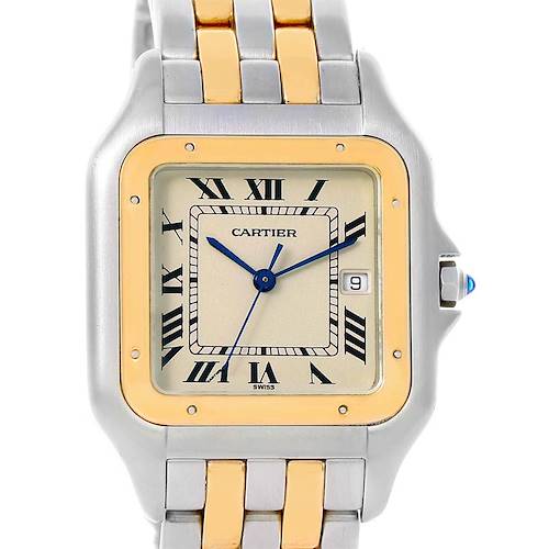 Photo of Cartier Panthere Jumbo Steel Yellow Gold Two Row Unisex Watch 187957
