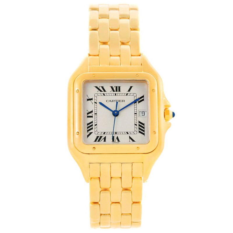 Cartier Panthere XL 18K Yellow Gold Silver Dial Unisex Watch W25014B9 SwissWatchExpo