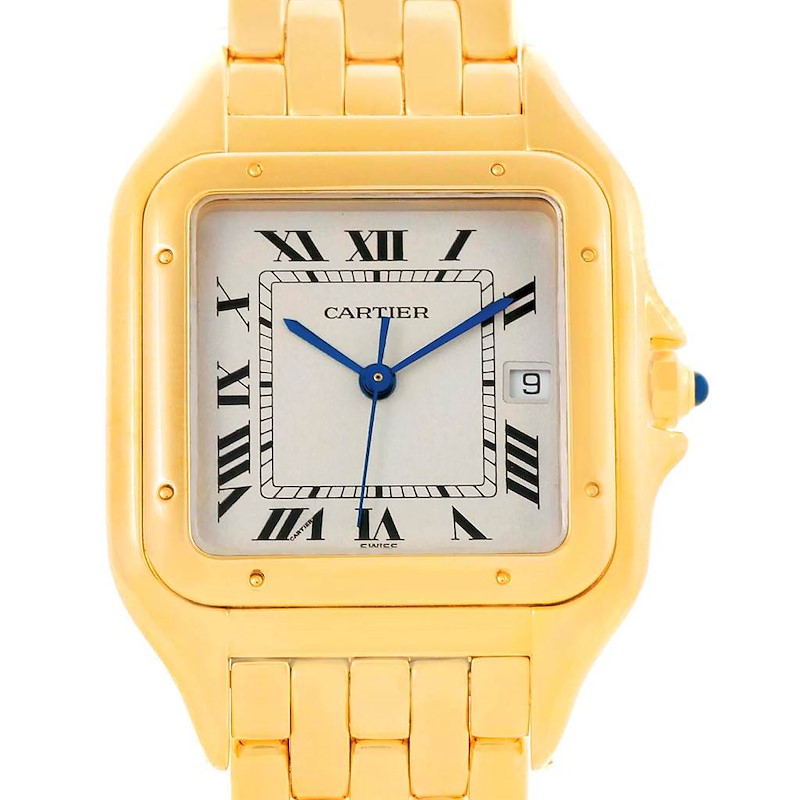 Cartier Panthere XL 18K Yellow Gold Silver Dial Unisex Watch W25014B9 SwissWatchExpo