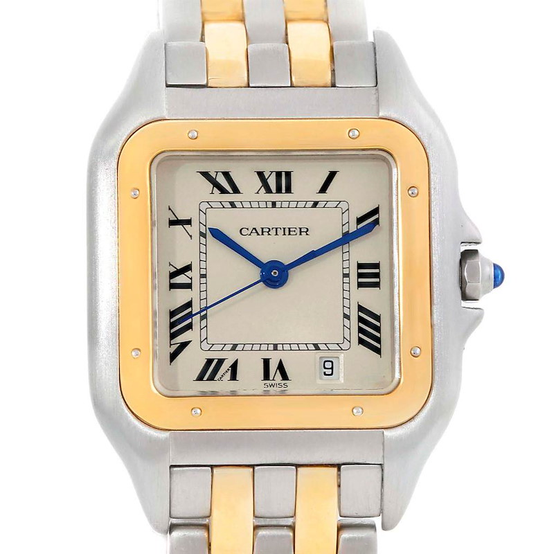 Cartier Panthere Large Steel 18K Yellow Gold 2 Row Watch W25028B8 SwissWatchExpo