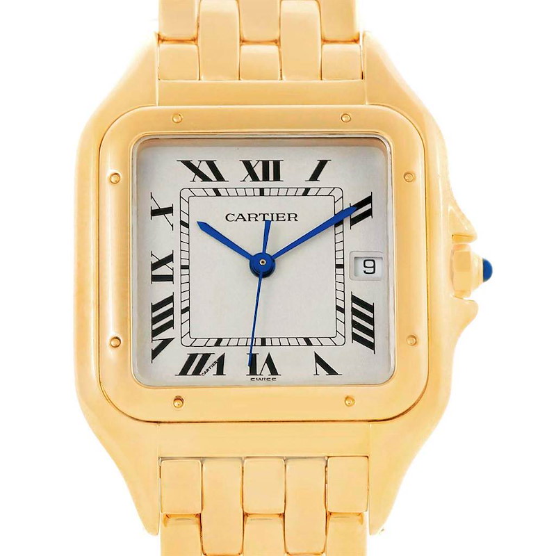 Cartier Panthere XL 18K Yellow Gold Silver Dial Unisex Watch W25014B9 SwissWatchExpo