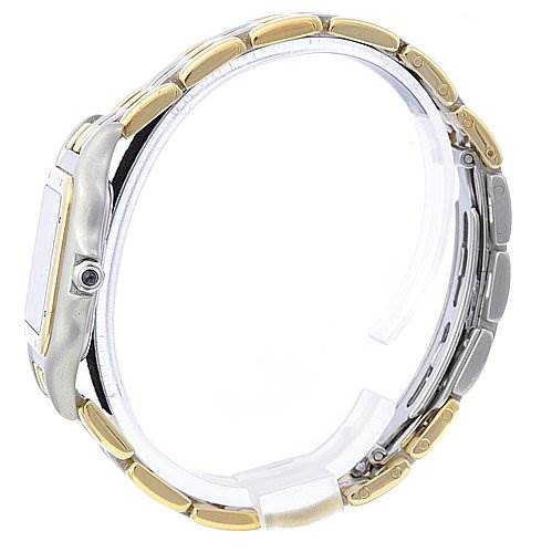 The image shows a side view of the Panthère model watch by Cartier, highlighting the bracelet and part of the case.