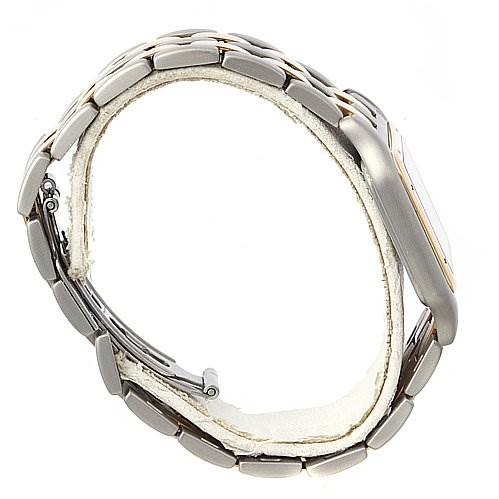 This image shows the side profile of a Panthere model by Cartier, focusing on the bracelet and case.