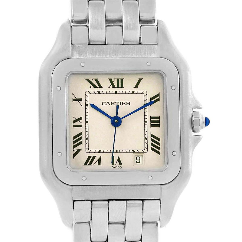 Cartier Panthere Silver Dial Steel Large Unisex Watch W25054P5 SwissWatchExpo