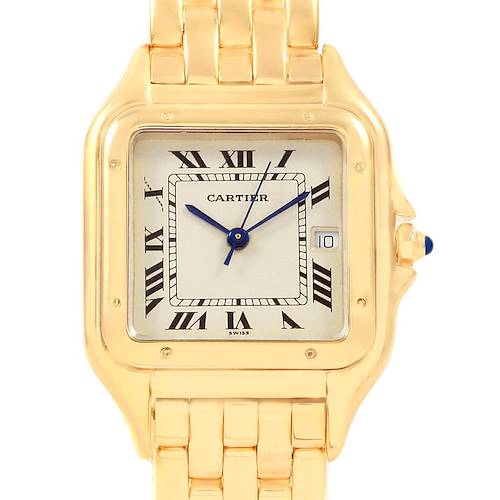 Photo of Cartier Panthere XL Blue Sapphire Crown Yellow Gold Mens Watch W25014B9