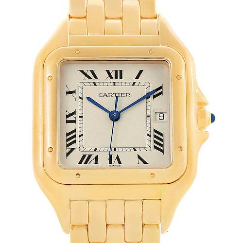 Photo of Cartier Panthere XL Blue Sapphire Crown Yellow Gold Mens Watch W25014B9