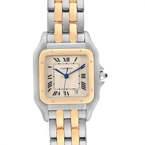 Photo of Cartier Panthere Large Steel Yellow Gold Two Row Mens Watch W25028B8
