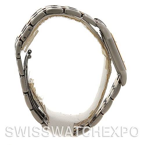 The image shows a side view of a Cartier Panthere W25028B6 Men's Steel and Gold (two tone) White Dial W25028B6 Men's Steel and Gold (two tone) White Dial watch, highlighting its case and bracelet.