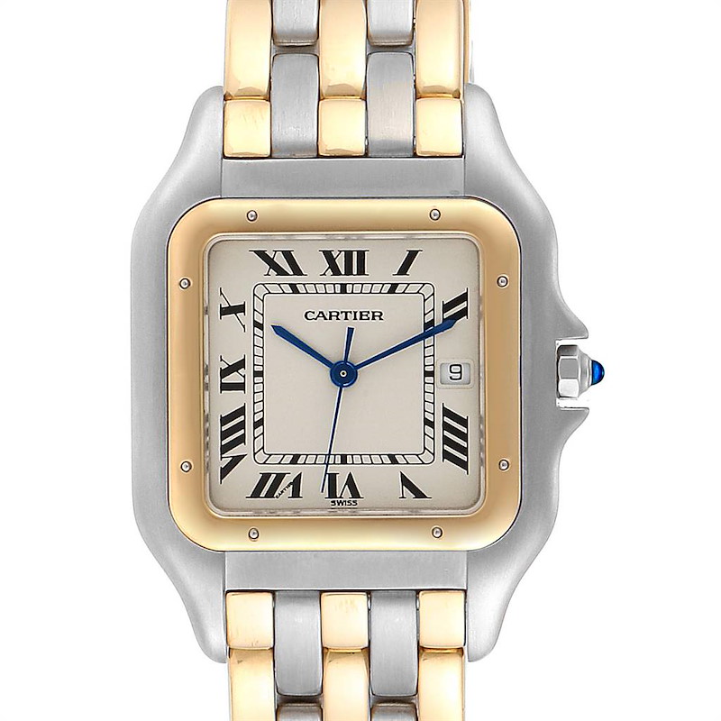 Cartier Panthere Jumbo Steel 18K Yellow Gold Three Row Quartz Watch SwissWatchExpo