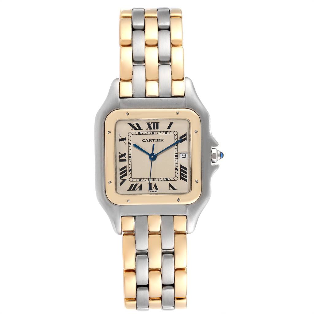 Cartier Panthere Jumbo Steel 18K Yellow Gold Three Row Quartz Watch ...
