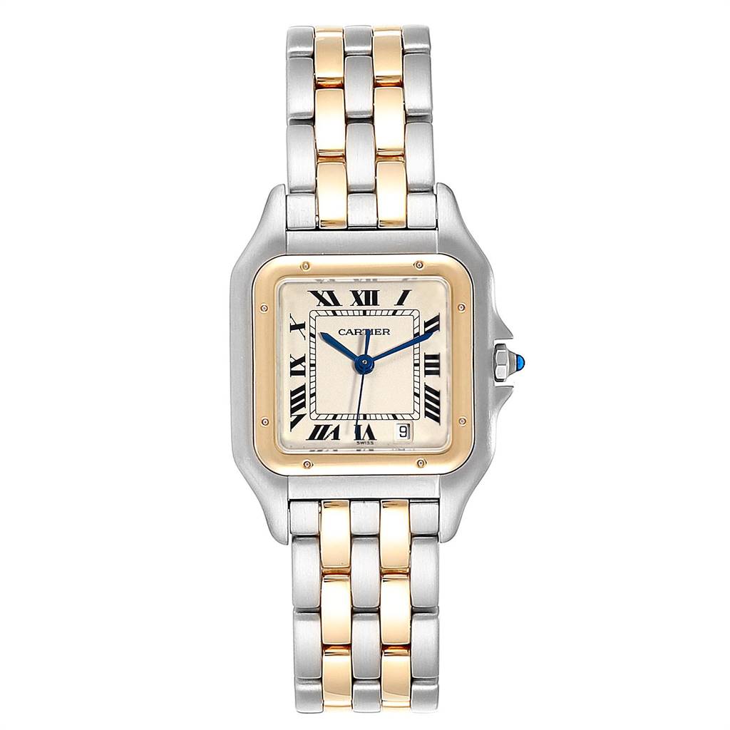 Cartier Panthere Large Steel Yellow Gold Two Row Mens Watch W25028B8 ...