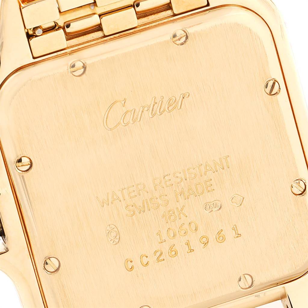 The image shows the back case of the Cartier Panthere W25014B9 Yellow Gold Silver Dial W25014B9 Yellow Gold Silver Dial watch.