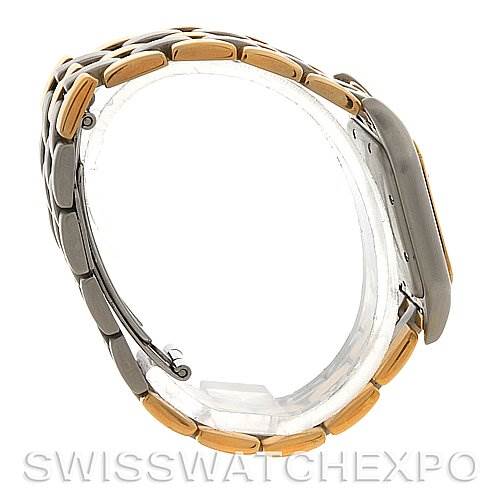 This image shows a side view of the Cartier Panthere Steel and Gold (two tone) Silver Dial Steel and Gold (two tone) Silver Dial watch, highlighting its bracelet and case.