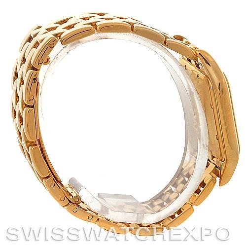 Side angle view showing the bracelet and part of the case of the Panthere model by Cartier.
