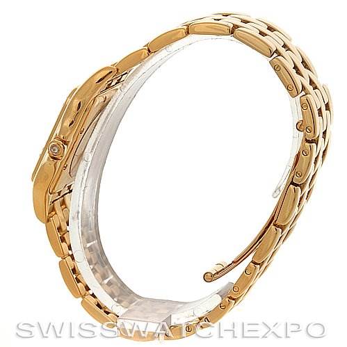 The image shows a side view of the Cartier Panthère watch, highlighting its gold bracelet and case.