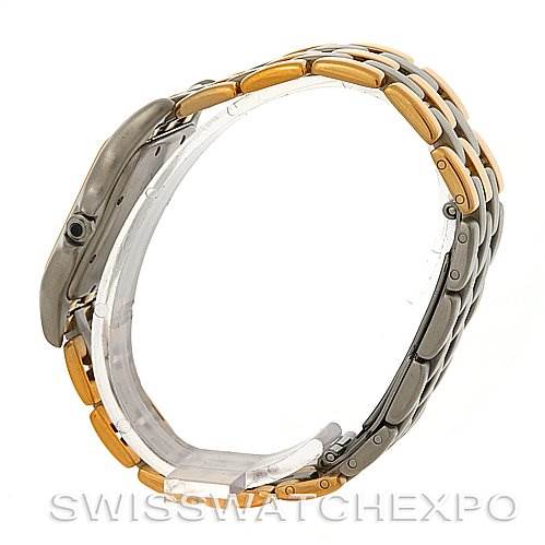 This image shows a side view of the bracelet and clasp of a Cartier Panthere Steel and Gold (two tone) Silver Dial Steel and Gold (two tone) Silver Dial watch, displaying its two-tone metal links.