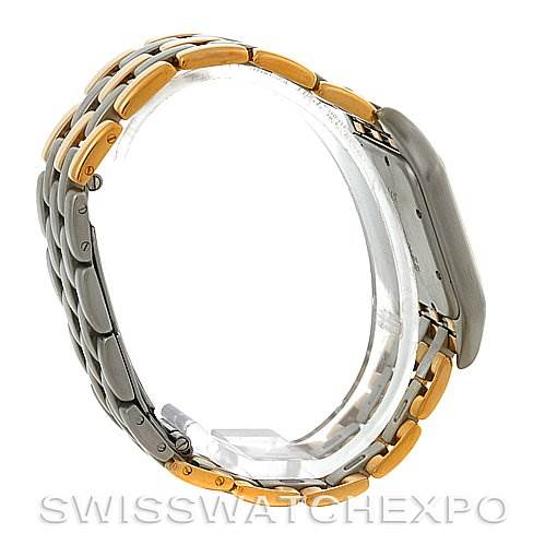 This image shows the side profile of a Cartier Panthere Steel and Gold (two tone) Silver Dial Steel and Gold (two tone) Silver Dial watch, highlighting the two-tone bracelet and case.