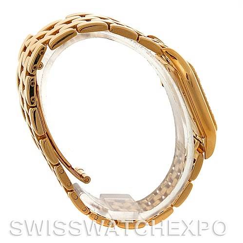 The image shows a side angle of the Cartier Panthere W25014B9 Yellow Gold Silver Dial W25014B9 Yellow Gold Silver Dial watch, highlighting the bracelet and case.