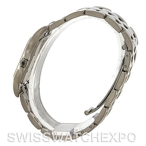 The image displays a side view of the Panthère model watch by Cartier, focusing on its bracelet and clasp.