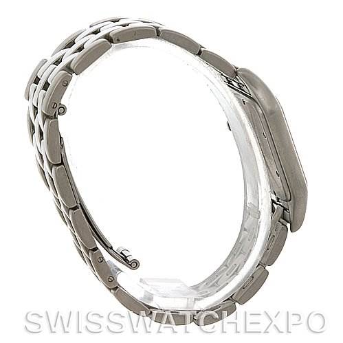 The image shows a side view of the Cartier Panthère watch, highlighting its bracelet and profile.