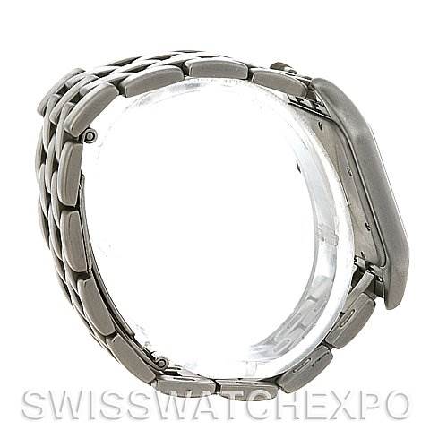 This image shows the side view of a Cartier Panthere W25032P5 Men
s Stainless Steel Silver Dial W25032P5 Men
s Stainless Steel Silver Dial model watch, focusing on the bracelet and case.