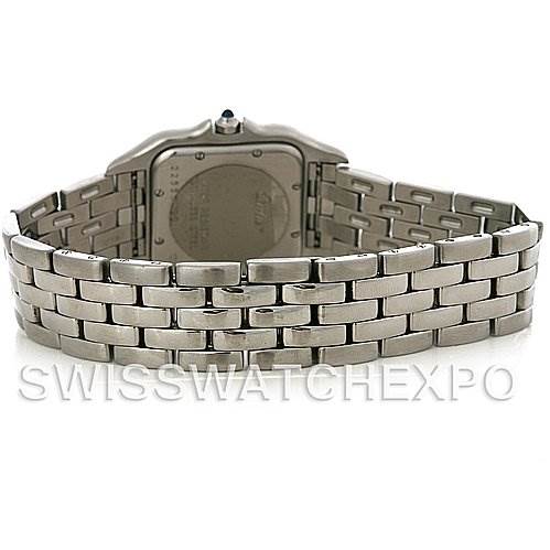 This image shows the back case and metal bracelet of the Cartier Panthere W25054P5 Men's Stainless Steel Silver Dial W25054P5 Men's Stainless Steel Silver Dial watch.