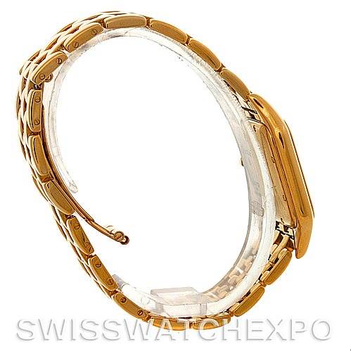 The image shows a side view of the Cartier Panthere W25014B9 Men
s Yellow Gold Silver Dial W25014B9 Men
s Yellow Gold Silver Dial watch, highlighting the bracelet and the side of the case.