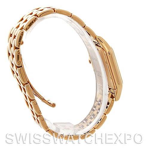 The image shows a side view of a Cartier Panthere W25014B9 Men
s Yellow Gold Silver Dial W25014B9 Men
s Yellow Gold Silver Dial watch, highlighting the bracelet and case.
