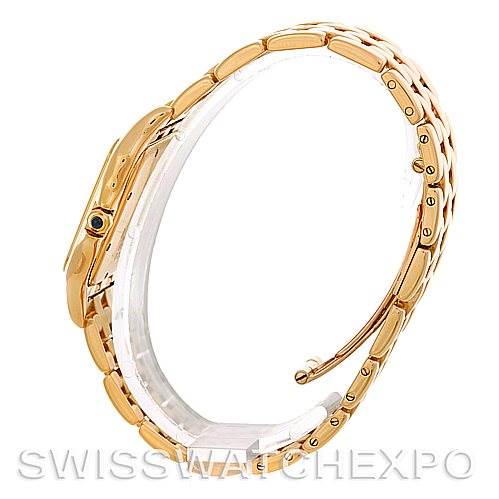 This image shows a side view of a Cartier Panthere W25014B9 Men
s Yellow Gold Silver Dial W25014B9 Men
s Yellow Gold Silver Dial model watch, highlighting its bracelet and side profile.