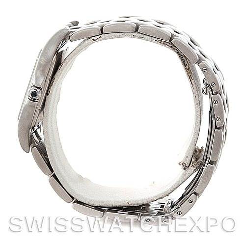 The image shows a side view of the Cartier Panthere W25032P5 Men's Stainless Steel Silver Dial W25032P5 Men's Stainless Steel Silver Dial watch, highlighting its bracelet and clasp.