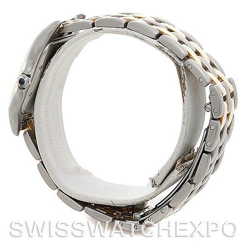 The image shows a side view of the Cartier Panthère watch, highlighting its bracelet and case.