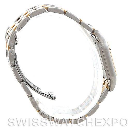 The image shows a side view of a Cartier Panthere W25028B6 Men's Steel and Gold (two tone) Beige Dial W25028B6 Men's Steel and Gold (two tone) Beige Dial model watch, highlighting its bracelet and case profiles.