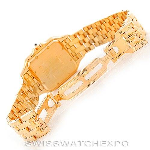 This image shows the back and clasp of the gold bracelet on a Cartier Panthere W25014B9 Men
s Yellow Gold Silver Dial W25014B9 Men
s Yellow Gold Silver Dial watch.