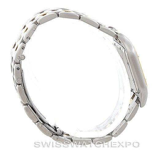 The image shows a side angle of the bracelet and case of the Cartier Panthere Men
s Steel and Gold (two tone) Silver Dial Men
s Steel and Gold (two tone) Silver Dial watch.