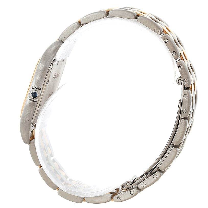 The image shows a side view of the Cartier Panthere W25028B6 Steel and Gold (two tone) Beige Dial W25028B6 Steel and Gold (two tone) Beige Dial watch, focusing on the bracelet and case.