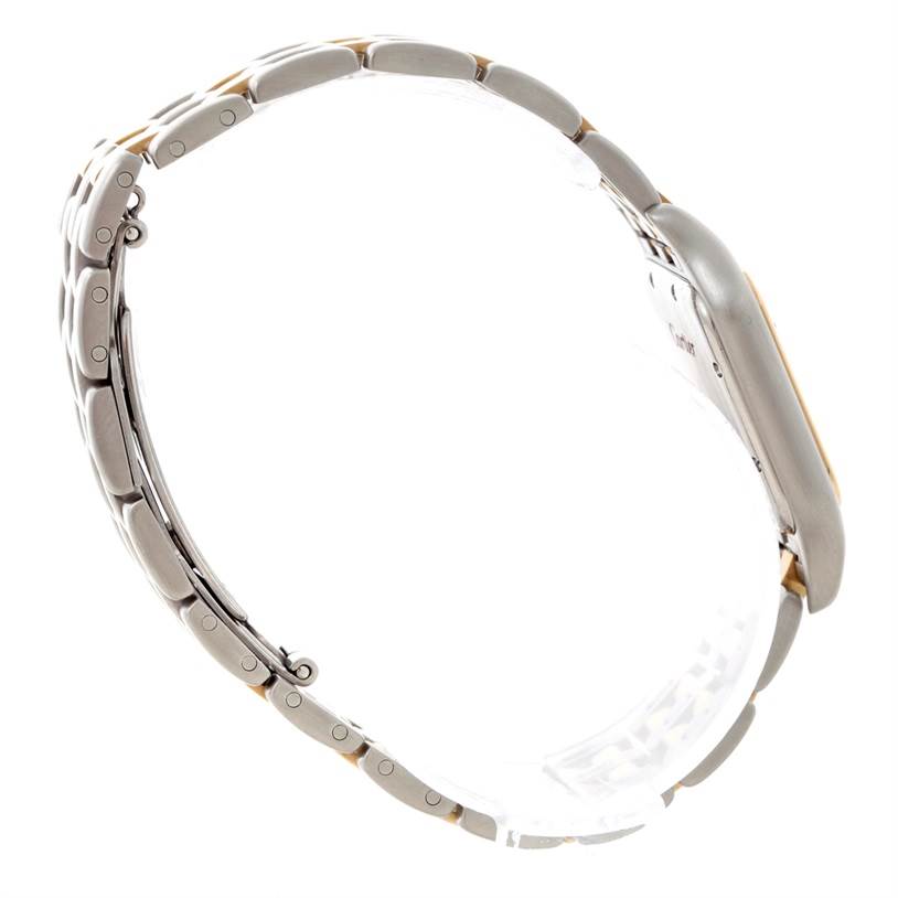 This image shows the side view of the band and case of a Cartier Panthere W25028B6 Steel and Gold (two tone) Beige Dial W25028B6 Steel and Gold (two tone) Beige Dial watch.