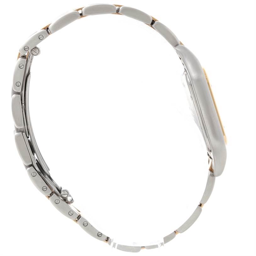 The image shows a side view of the Cartier Panthere W25028B6 Steel and Gold (two tone) Beige Dial W25028B6 Steel and Gold (two tone) Beige Dial model watch, highlighting the bracelet and case.