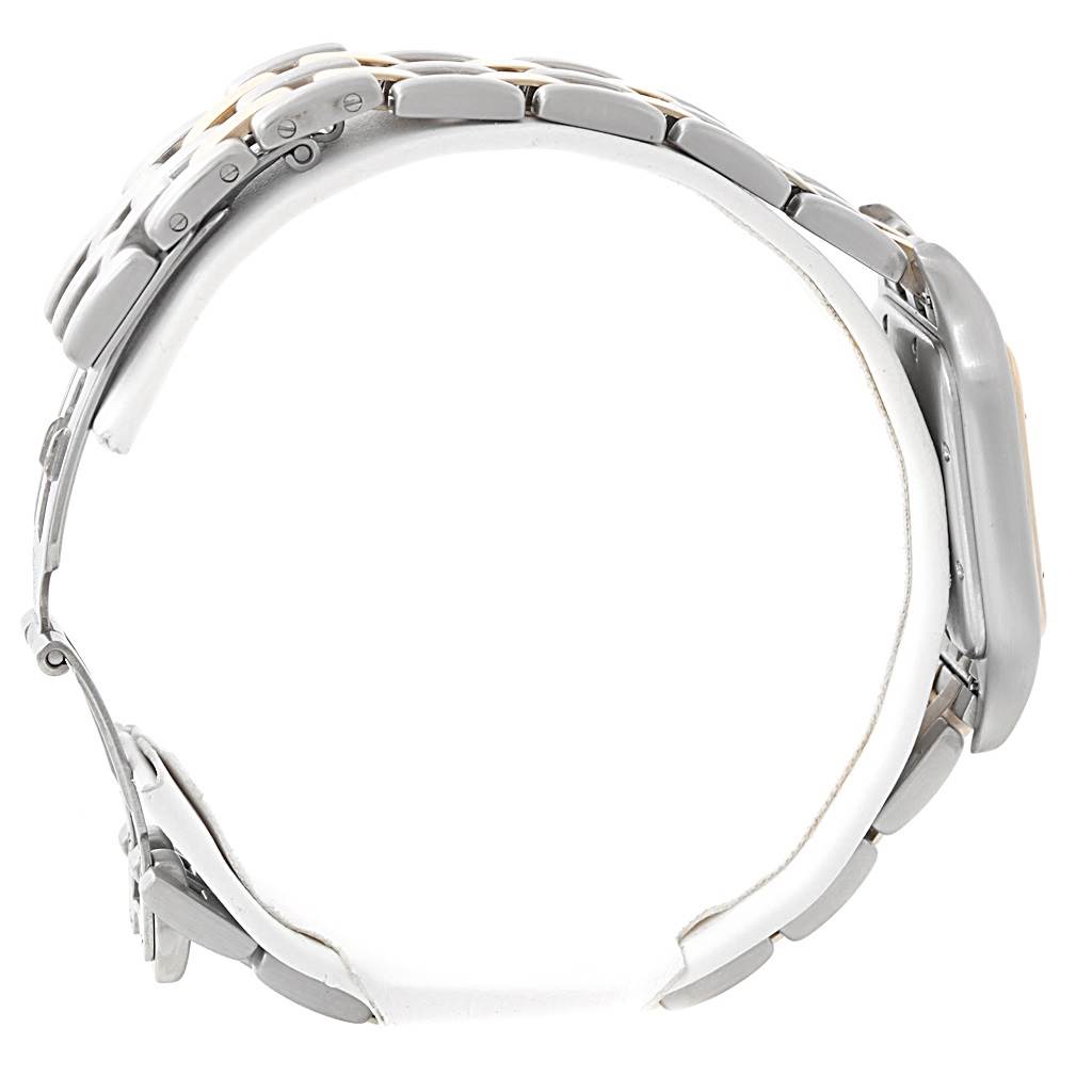 The image shows a side profile of a Cartier Panthere W25028B6 Steel and Gold (two tone) Silver Dial W25028B6 Steel and Gold (two tone) Silver Dial watch, focusing on the bracelet and casing.