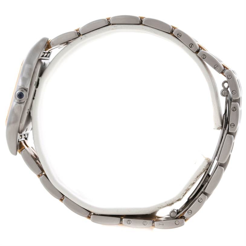 The image shows a side view of the Cartier Panthere W25028B6 Steel and Gold (two tone) Beige Dial W25028B6 Steel and Gold (two tone) Beige Dial model watch, highlighting its bracelet links and profile.