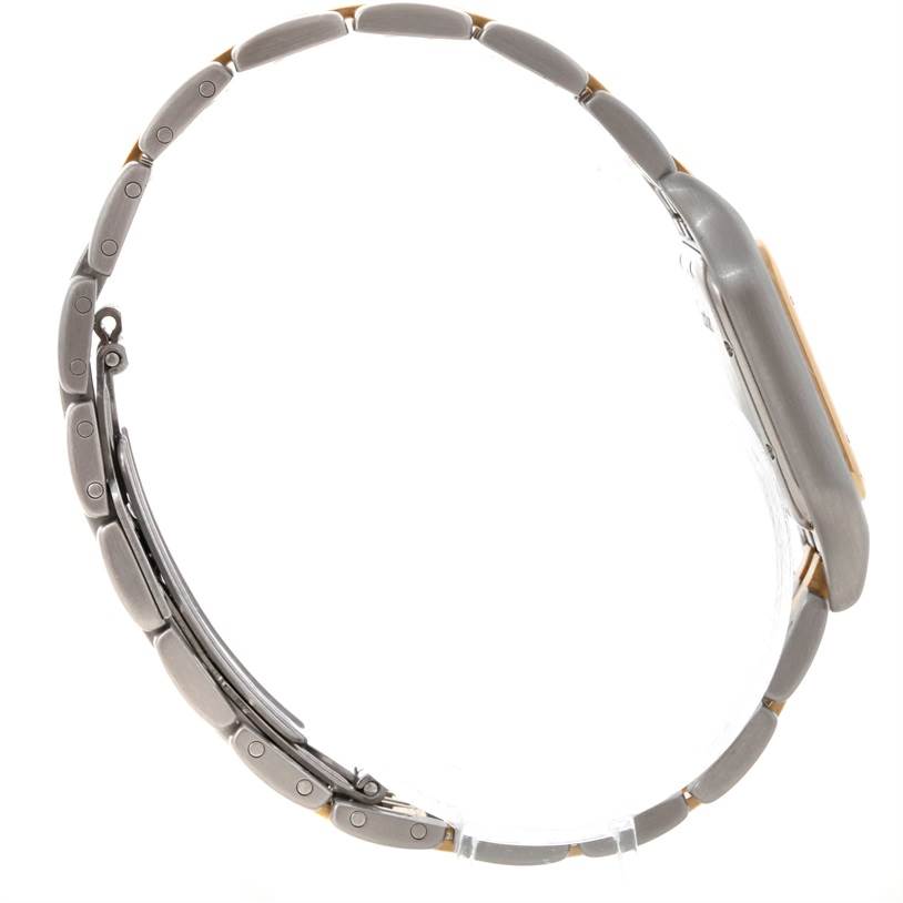 This image shows the side view of the bracelet and casing of the Cartier Panthere W25028B6 Steel and Gold (two tone) Beige Dial W25028B6 Steel and Gold (two tone) Beige Dial watch.