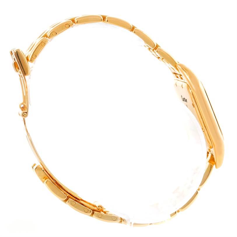 The image shows a side view of a Cartier Panthere Yellow Gold Silver Dial Yellow Gold Silver Dial watch, highlighting the gold bracelet and side of the case.