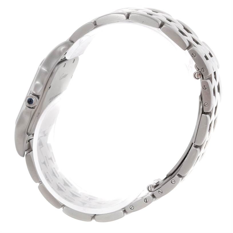 This image shows a side view of the bracelet and case of a Cartier Panthere W25032P5 Men
s Stainless Steel Silver Dial W25032P5 Men
s Stainless Steel Silver Dial watch.