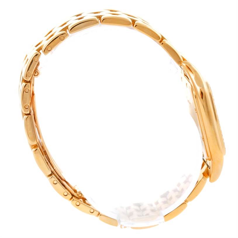 This image shows a side view of the band and case of the Cartier Panthere Men's Yellow Gold Silver Dial Men's Yellow Gold Silver Dial watch.