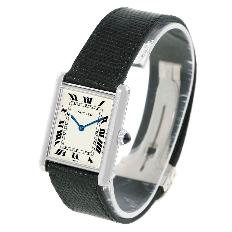 Cartier Tank Classic Paris 18k White Gold Ultra Thin Mechanical Watch SwissWatchExpo