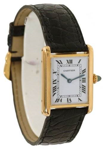 Cartier Mens 18k Yellow Gold Tank Classic Watch SwissWatchExpo
