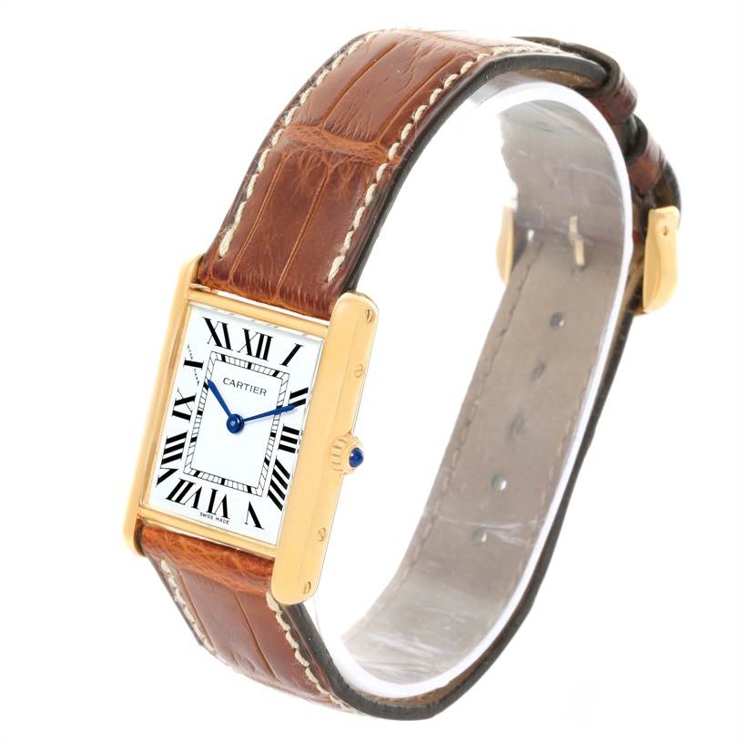 Cartier Tank Classic Paris 18K Yellow Gold Brown Strap Unisex Watch ...