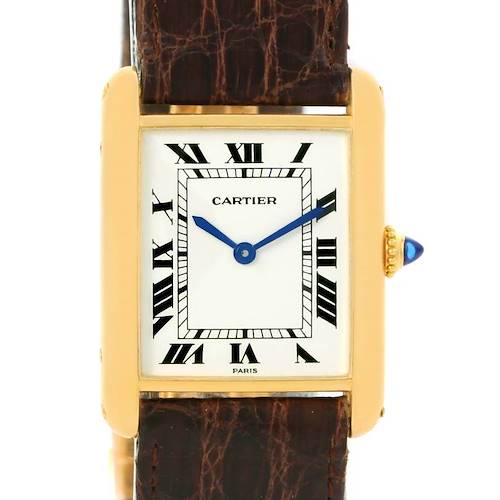 Photo of Cartier Tank Classic Paris 18K Yellow Gold Brown Strap Unisex Watch