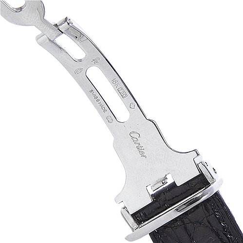 This image shows the clasp and part of the strap of the Cartier Tank Classic Platinum White Dial Platinum White Dial watch.
